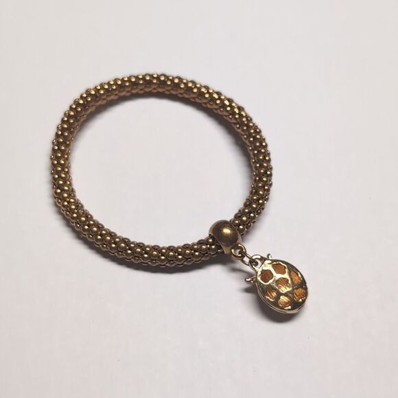 416 Gold Mesh Beaded Stretch Snap with Owl Oil Diffuser Charm - Picture 4 of 5